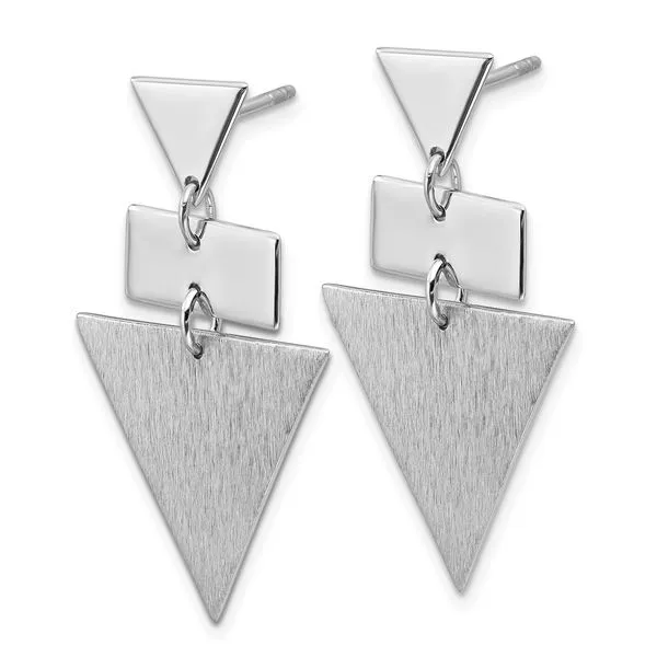 Leslie's SS RH-plated Polish/Brushed Geometric Dangle Post Earrings Image 2 Leslie E. Sandler Fine Jewelry and Gemstones rockville , MD