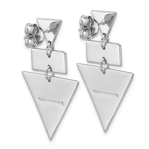 Leslie's SS RH-plated Polish/Brushed Geometric Dangle Post Earrings Image 3 Atlanta West Jewelry Douglasville, GA