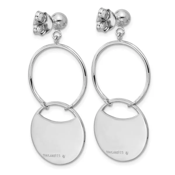 Leslie's SS RH-plated Polished/Brushed Circles Dangle Post Earrings Image 3 Grayson & Co. Jewelers Iron Mountain, MI