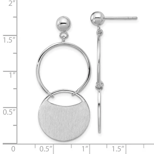 Leslie's SS RH-plated Polished/Brushed Circles Dangle Post Earrings Image 4 Grayson & Co. Jewelers Iron Mountain, MI