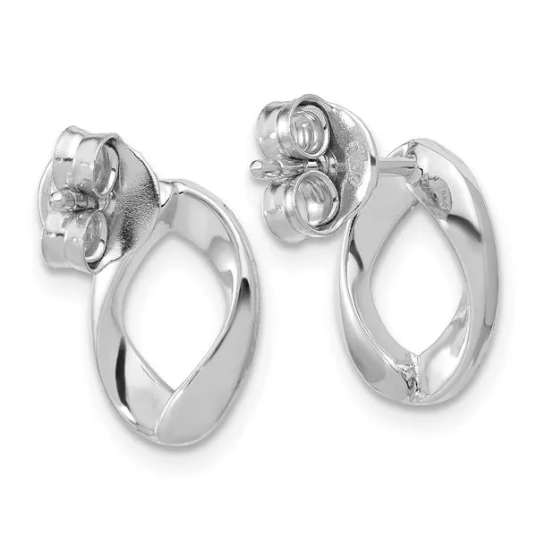 Leslie's Sterling Silver RH-plated Polish/Brushed Oval Post Earrings Image 3 Leslie E. Sandler Fine Jewelry and Gemstones rockville , MD