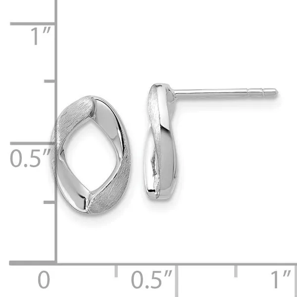 Leslie's Sterling Silver RH-plated Polish/Brushed Oval Post Earrings Image 4 Trenton Jewelers Ltd. Trenton, MI
