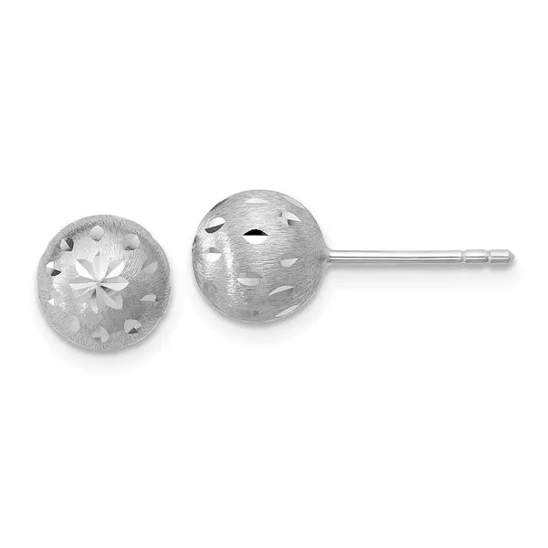 Leslie's SS RH-plated Polished/Brushed/Dia-cut Ball Post Earrings Spath Jewelers Bartow, FL