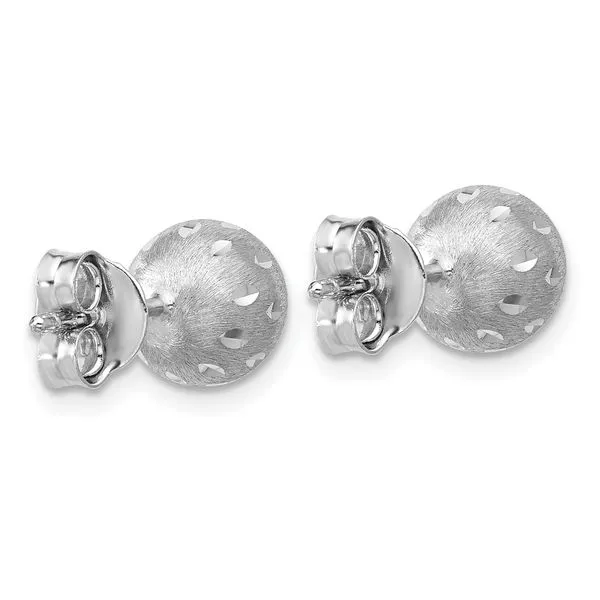Leslie's SS RH-plated Polished/Brushed/Dia-cut Ball Post Earrings Image 3 Spath Jewelers Bartow, FL