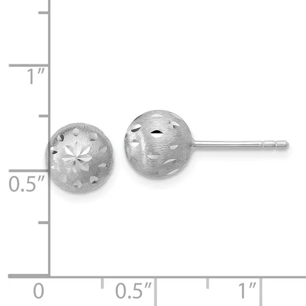 Leslie's SS RH-plated Polished/Brushed/Dia-cut Ball Post Earrings Image 4 Gaines Jewelry FLINT, MI