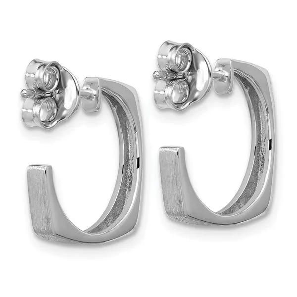 Leslie's SS RH-plated Polished/Brushed Square J-Hoop Post Earrings Image 3 G.G. Gems, Inc. Scottsdale, AZ