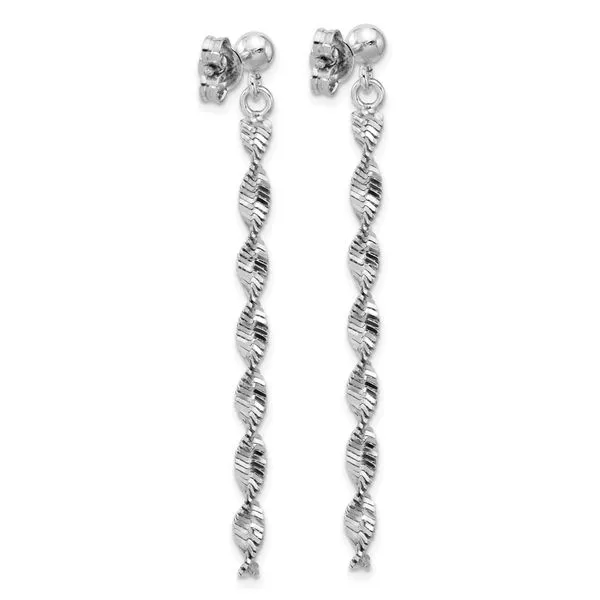 Leslie's Sterling Silver RH-plat Polish/Dia.-cut Dangle Post Earrings Image 3 Johnson Jewellers Lindsay, ON