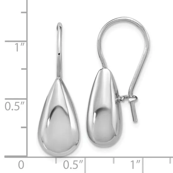 Leslie's' Sterling Silver RH-plated Polish Teardrop Dangle Earrings Image 4 Michael's Jewelry North Wilkesboro, NC