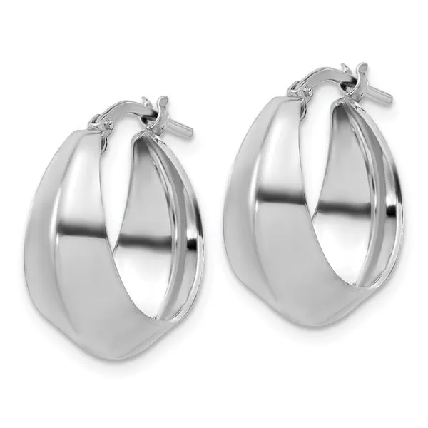 Leslie's Sterling Silver RH-plated Polished Graduated Hoop Earrings Image 2 Albert's Jewelers Kingsland, GA