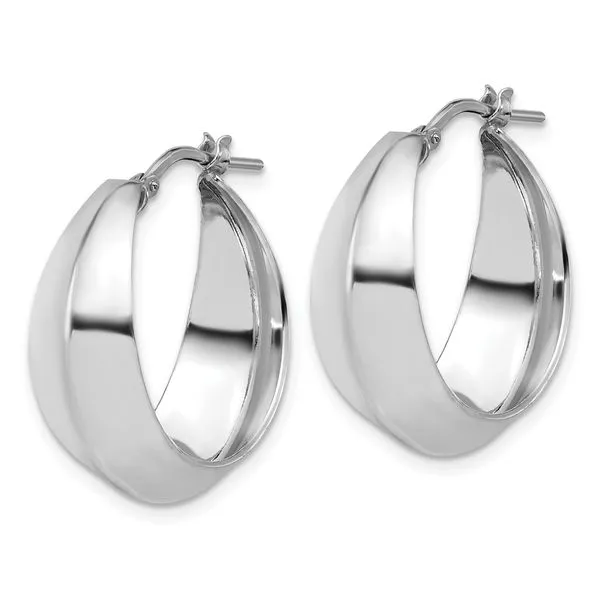 Leslie's Sterling Silver RH-plated Polished Graduated Hoop Earrings Image 2 Grayson & Co. Jewelers Iron Mountain, MI