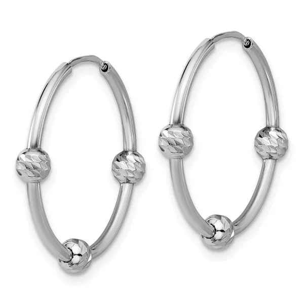 Leslie's SS RH-plated Polished/Dia-cut Beads Endless Hoop Earrings Image 2 Grayson & Co. Jewelers Iron Mountain, MI