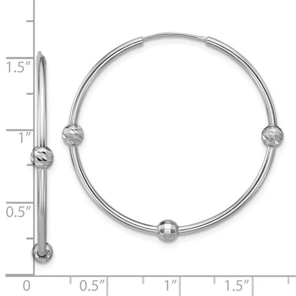 Leslie's SS RH-plated Polished/Dia-cut Beads Endless Hoop Earrings Image 4 Grayson & Co. Jewelers Iron Mountain, MI