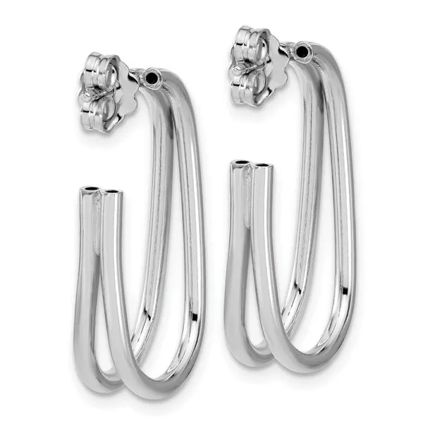 Leslie's Sterling Silver RH-plated Polished Oval J-Hoop Post Earrings Image 3 Leslie E. Sandler Fine Jewelry and Gemstones rockville , MD