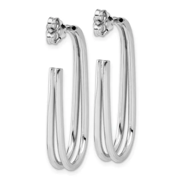 Leslie's Sterling Silver RH-plated Polished Oval J-Hoop Post Earrings Image 3 Leslie E. Sandler Fine Jewelry and Gemstones rockville , MD