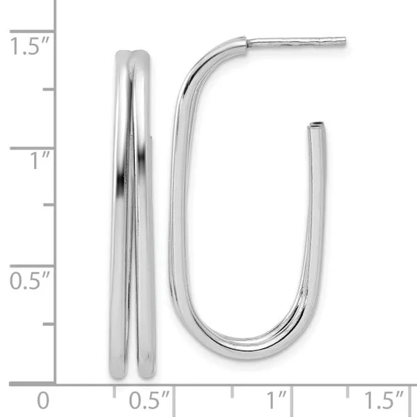 Leslie's Sterling Silver RH-plated Polished Oval J-Hoop Post Earrings Image 4 Leslie E. Sandler Fine Jewelry and Gemstones rockville , MD