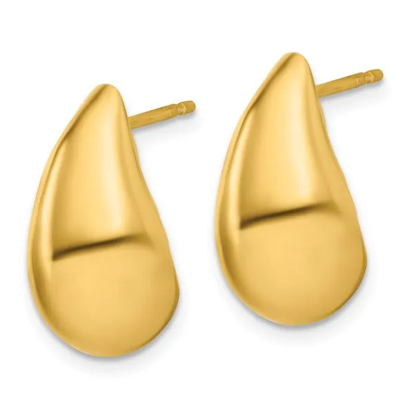 Leslie's Sterling Silver Gold-plt Polished Puff Teardrop Post Earrings Image 2 Graham Jewelers Wayzata, MN