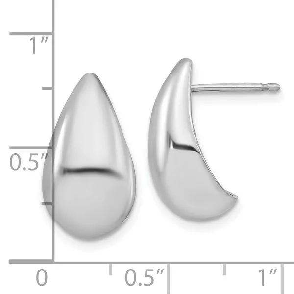Leslie's Sterling Silver RH-plated Polished Puff Teardrop Post Earrings Image 4 Johnson Jewellers Lindsay, ON