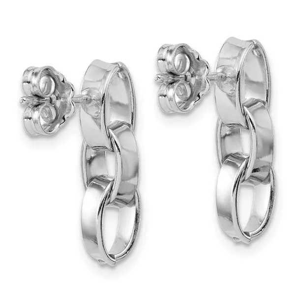 Leslie's Sterling Silver RH-plated Polished 3-Link Dangle Post Earrings Image 3 G.G. Gems, Inc. Scottsdale, AZ