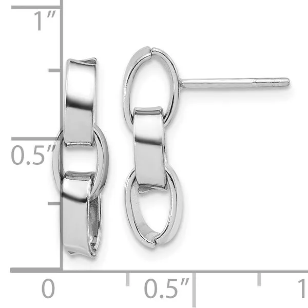 Leslie's Sterling Silver RH-plated Polished 3-Link Dangle Post Earrings Image 4 G.G. Gems, Inc. Scottsdale, AZ