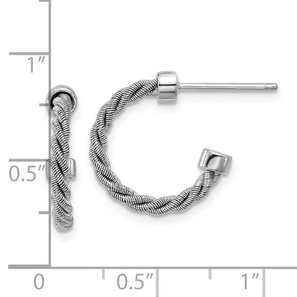 Leslie's SS RH-pltd Polished and Twisted 17mm Post J-Hoop Earrings Image 4 Ask Design Jewelers Olean, NY