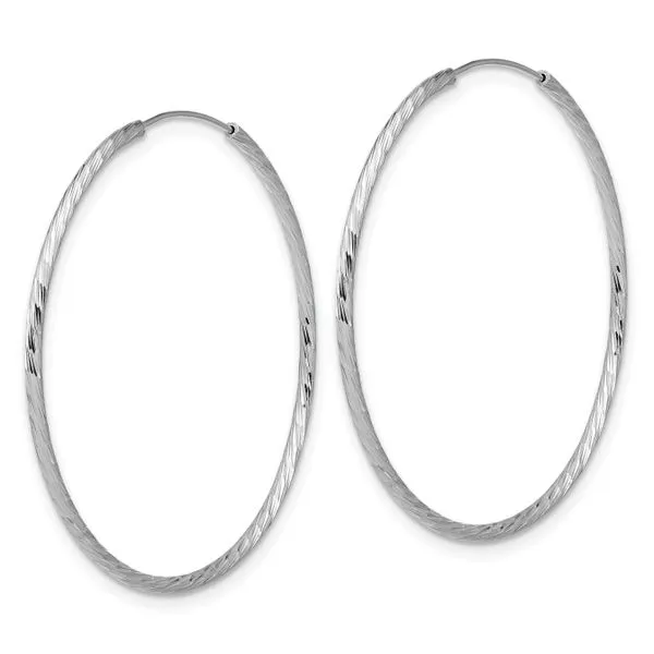 Leslie's SS RH-plated Diamond-cut 1.25mm Endless Hoop Earrings Image 2 Diny's Jewelers Middleton, WI