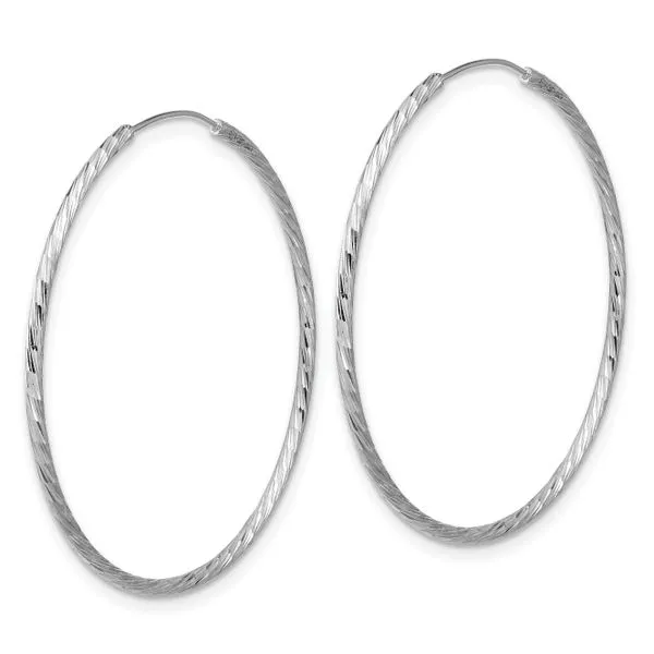 Leslie's SS RH-plated Diamond-cut 1.25mm Endless Hoop Earrings Image 3 Jerald Jewelers Latrobe, PA