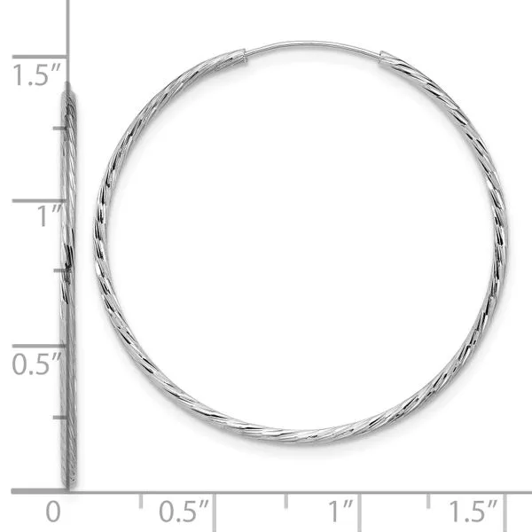 Leslie's SS RH-plated Diamond-cut 1.25mm Endless Hoop Earrings Image 4 Graham Jewelers Wayzata, MN
