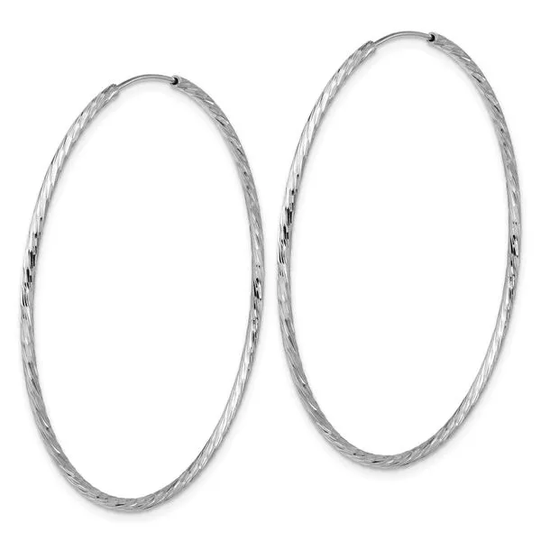Leslie's SS RH-plated Diamond-cut 1.5mm Endless Hoop Earrings Image 3 J. West Jewelers Round Rock, TX