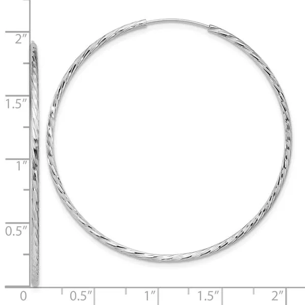 Leslie's SS RH-plated Diamond-cut 1.5mm Endless Hoop Earrings Image 4 Jim's Jewelers Tyler, TX