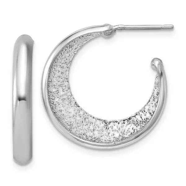 Leslie's SS Radiant Essence Polished/Textured Post J-Hoop Earrings Grayson & Co. Jewelers Iron Mountain, MI
