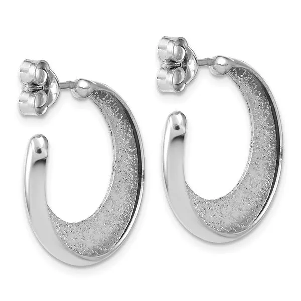 Leslie's SS Radiant Essence Polished/Textured Post J-Hoop Earrings Image 3 Jerald Jewelers Latrobe, PA