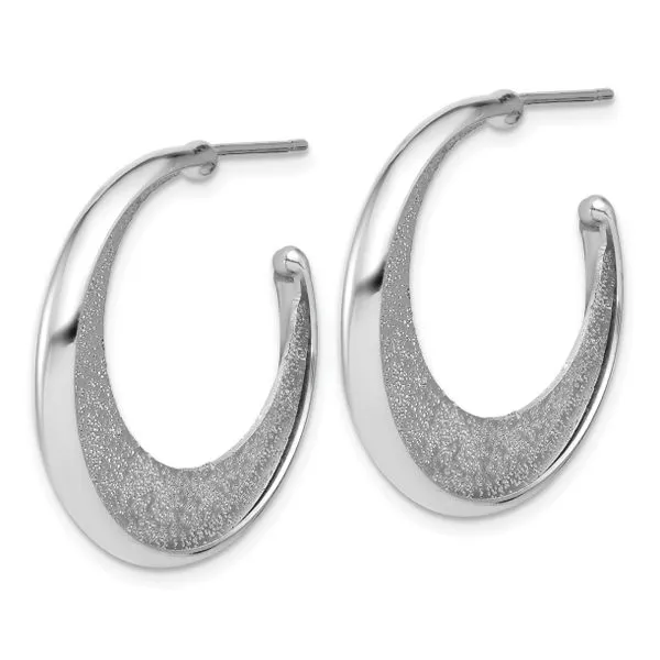 Leslie's SS Radiant Essence Polished/Textured Post J-Hoop Earrings Image 2 Albert's Jewelers Kingsland, GA