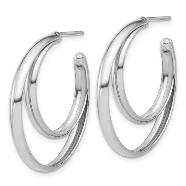 Leslie's SS Polished 31.5mm Double Post J-Hoop Earrings Image 2 Thomas A. Davis Jewelers Holland, MI