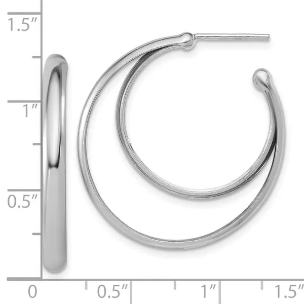 Leslie's SS Polished 31.5mm Double Post J-Hoop Earrings Image 4 Mitchell's Jewelry Norman, OK