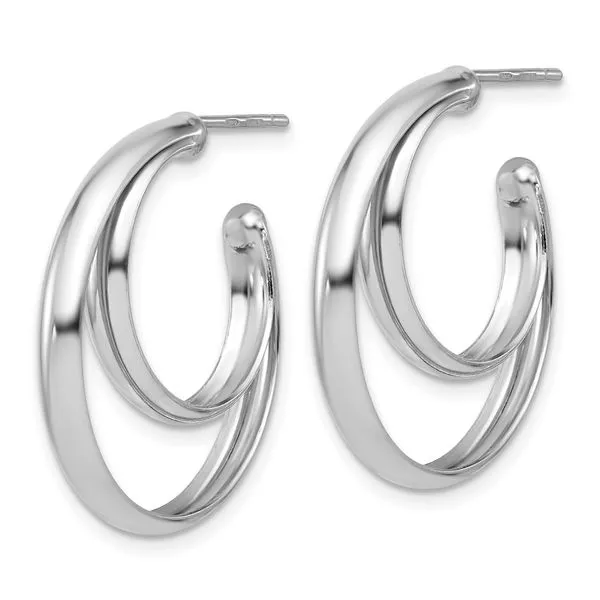 Leslie's SS Polished 26mm Double Post J-Hoop Earrings Image 2 Tidwells of Greenwood Greenwood, SC