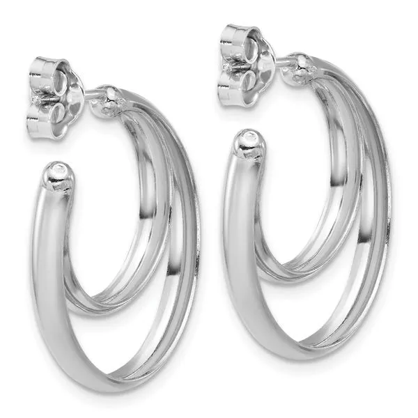 Leslie's SS Polished 26mm Double Post J-Hoop Earrings Image 3 Mitchell's Jewelry Norman, OK