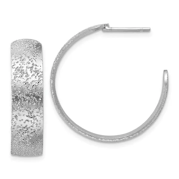 Leslie's SS Radiant Essence Textured 29mm Post J-Hoop Earrings Diny's Jewelers Middleton, WI