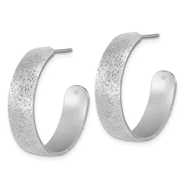 Leslie's SS Radiant Essence Textured 29mm Post J-Hoop Earrings Image 2 Trenton Jewelers Ltd. Trenton, MI