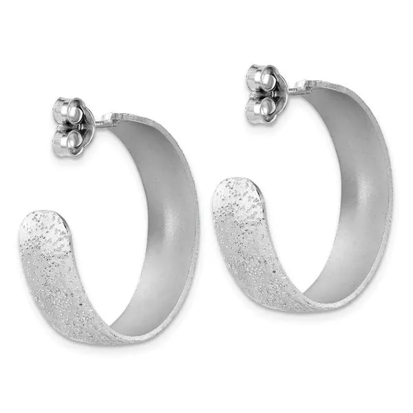 Leslie's SS Radiant Essence Textured 29mm Post J-Hoop Earrings Image 3 Trenton Jewelers Ltd. Trenton, MI