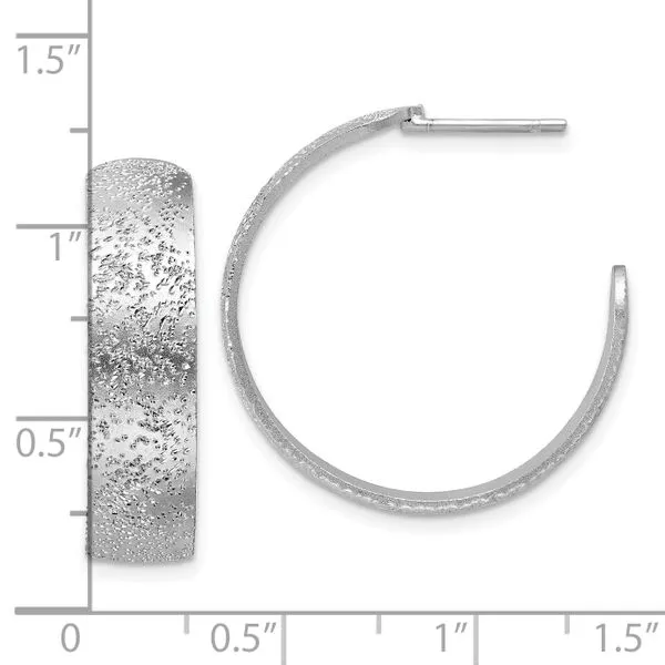Leslie's SS Radiant Essence Textured 29mm Post J-Hoop Earrings Image 4 Diny's Jewelers Middleton, WI
