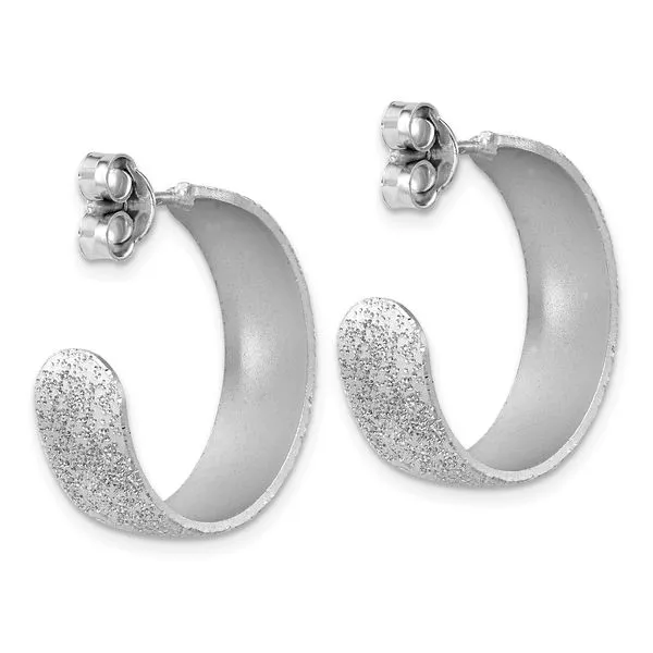 Leslie's SS Radiant Essence Textured 29mm Post J-Hoop Earrings Image 3 Grayson & Co. Jewelers Iron Mountain, MI