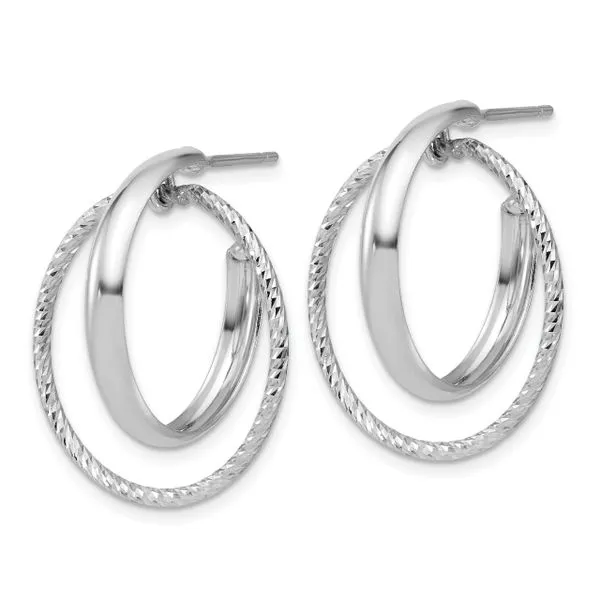 Leslie's SS Polished / Diamond-cut Fancy Circles Post J-Hoop Earrings Image 2 Grayson & Co. Jewelers Iron Mountain, MI