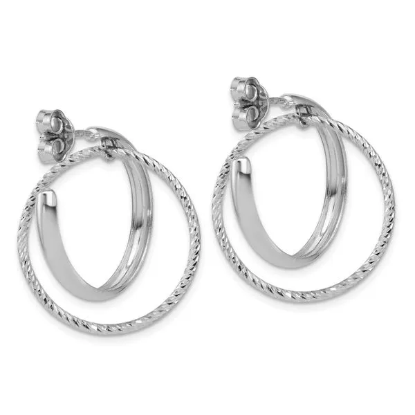 Leslie's SS Polished / Diamond-cut Fancy Circles Post J-Hoop Earrings Image 3 G.G. Gems, Inc. Scottsdale, AZ
