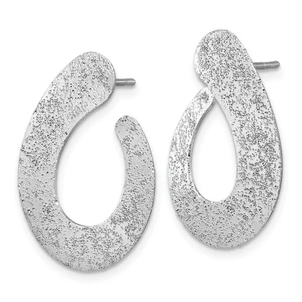 Leslie's SS Radiant Essence Textured Tapered Teardrop Post Earrings Image 2 Jerald Jewelers Latrobe, PA
