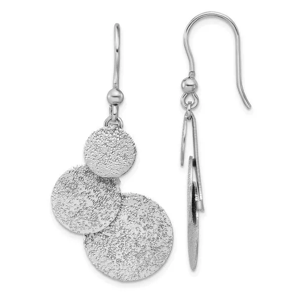 Leslie's SS Radiant Essence Textured Circles Dangle Earrings Spath Jewelers Bartow, FL