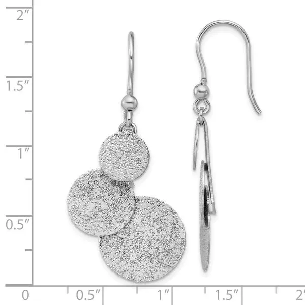 Leslie's SS Radiant Essence Textured Circles Dangle Earrings Image 4 Valentine's Fine Jewelry Dallas, PA