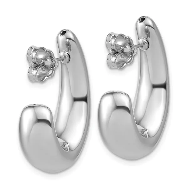Leslie's Sterling Silver RH-plated Polished Post J-Hoop Earrings Image 3 L & L jewelers Scarborough, ME