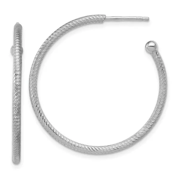 Leslie's SS RH-plated Diamond-cut 33x2mm Post C-Hoop Earrings Grayson & Co. Jewelers Iron Mountain, MI