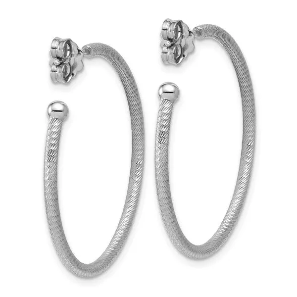 Leslie's SS RH-plated Diamond-cut 33x2mm Post C-Hoop Earrings Image 3 Grayson & Co. Jewelers Iron Mountain, MI