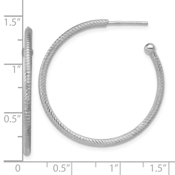 Leslie's SS RH-plated Diamond-cut 33x2mm Post C-Hoop Earrings Image 4 Grayson & Co. Jewelers Iron Mountain, MI